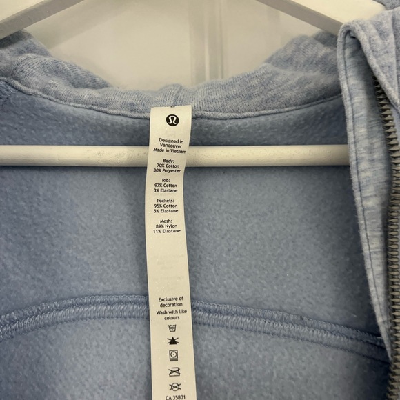 ✨🥰👉🏻 Rare - Lululemon Scuba Hoodie Color Full Zip Heathered Blue Linen Size 8 - Picture 13 of 14